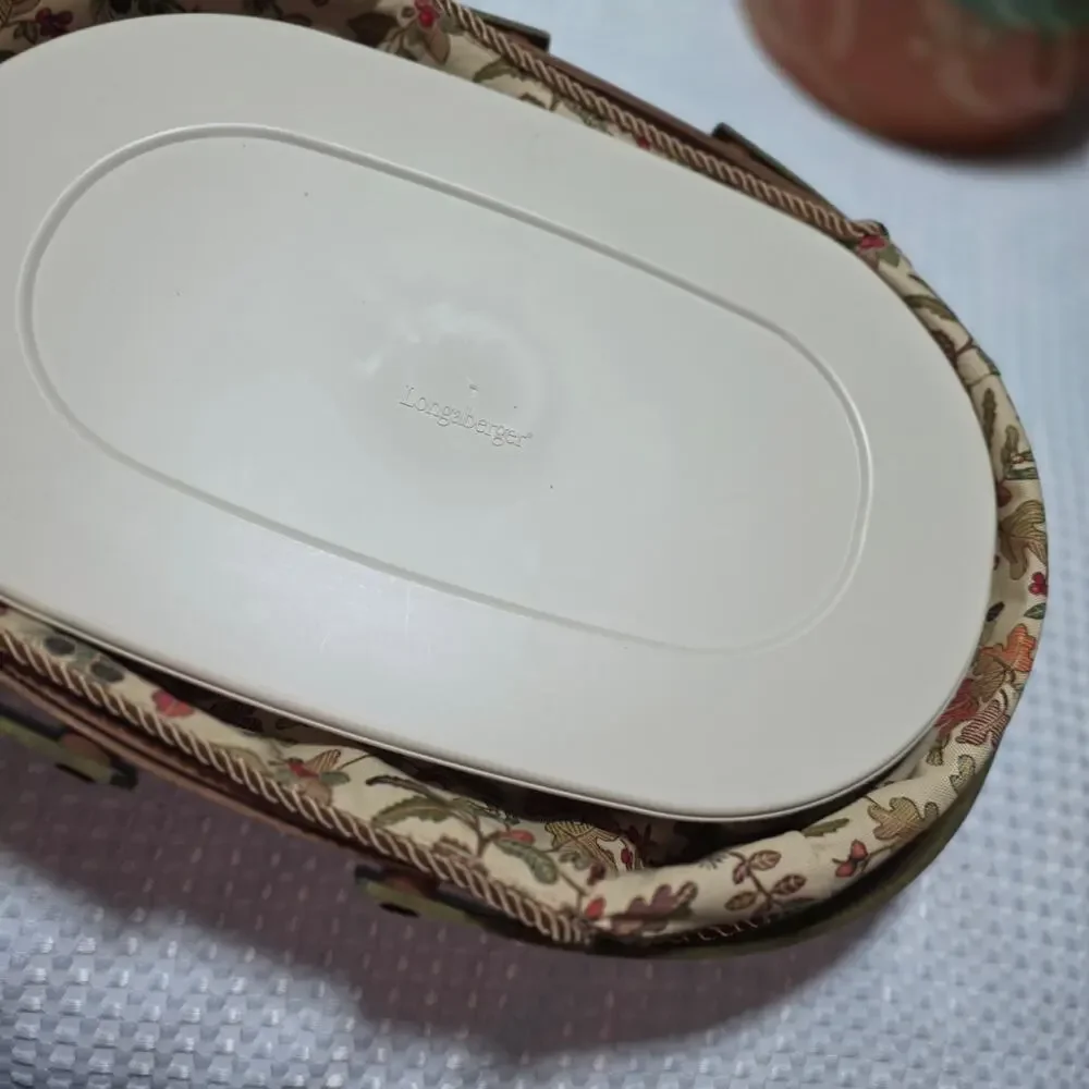 LONGABERGER GREEN OVAL GATHERING BASKET HARD PROTECTOR W LID